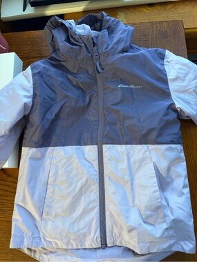 Eddie Bauer Two-Tone Light Purple and Lavender Kids Rain Jacket